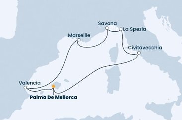 Španělsko, Francie, Itálie z Palma de Mallorca na lodi Costa Diadema
