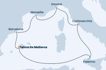 Španělsko, Itálie, Francie z Palma de Mallorca na lodi Costa Toscana