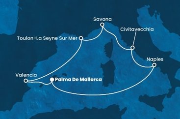 Španělsko, Itálie, Francie z Palma de Mallorca na lodi Costa Pacifica