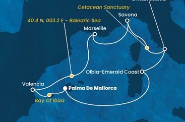 Španělsko, , Francie, Itálie z Palma de Mallorca na lodi Costa Pacifica