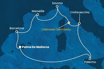Španělsko, Itálie, , Francie z Palma de Mallorca na lodi Costa Toscana