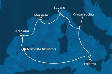 Španělsko, Itálie, Francie z Palma de Mallorca na lodi Costa Toscana