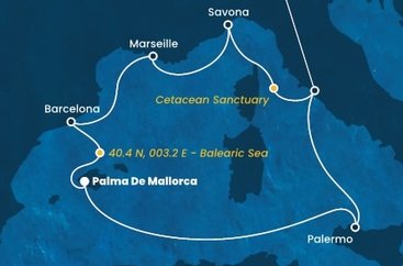 Španělsko, Itálie, Francie z Palma de Mallorca na lodi Costa Toscana