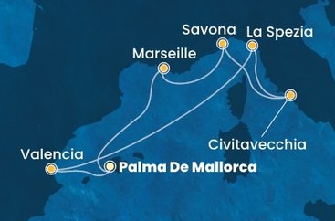 Španělsko, Itálie, Francie z Palma de Mallorca na lodi Costa Pacifica