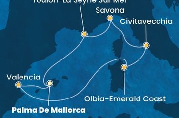 Španělsko, Itálie, Francie z Palma de Mallorca na lodi Costa Pacifica