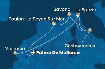 Španělsko, Itálie, Francie z Palma de Mallorca na lodi Costa Pacifica