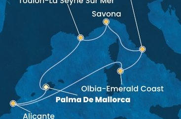 Španělsko, Itálie, Francie z Palma de Mallorca na lodi Costa Pacifica