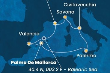 Španělsko, Itálie, Francie z Palma de Mallorca na lodi Costa Pacifica