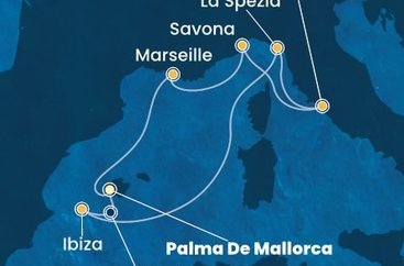 Španělsko, Itálie, Francie z Palma de Mallorca na lodi Costa Pacifica