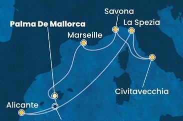 Španělsko, Itálie, Francie z Palma de Mallorca na lodi Costa Pacifica