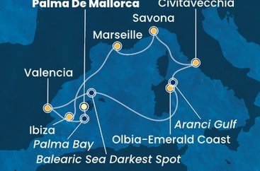Španělsko, Itálie, Francie z Palma de Mallorca na lodi Costa Pacifica