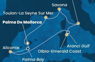 Španělsko, Itálie, Francie z Palma de Mallorca na lodi Costa Pacifica