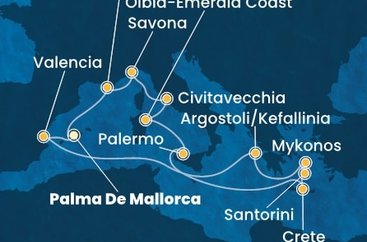 Španělsko, Řecko, Itálie, Francie z Palma de Mallorca na lodi Costa Pacifica
