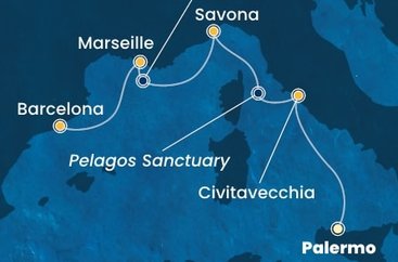 Itálie, Francie, Španělsko z Palerma na lodi Costa Toscana