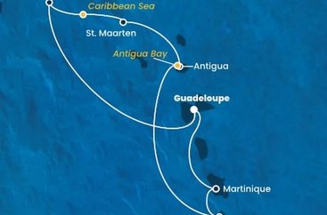 Guadeloupe, Britské Panenské ostrovy, , Svatý Martin, Antigua a Barbuda, Svatá Lucie, Martinik z Pointe-à-Pitre, Guadeloupe na lodi Costa Fortuna