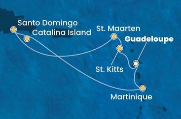 Guadeloupe, Svatý Kryštof a Nevis, Svatý Martin, Dominikánská republika, Martinik z Pointe-à-Pitre, Guadeloupe na lodi Costa Fascinosa