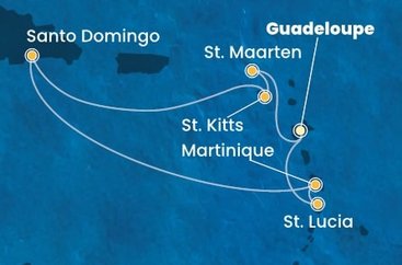 Guadeloupe, Svatý Martin, Svatý Kryštof a Nevis, Dominikánská republika, Martinik, Svatá Lucie z Pointe-à-Pitre, Guadeloupe na lodi Costa Fascinosa