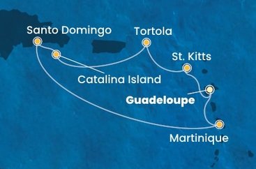 Guadeloupe, Svatý Kryštof a Nevis, Britské Panenské ostrovy, Dominikánská republika, Martinik z Pointe-à-Pitre, Guadeloupe na lodi Costa Favolosa