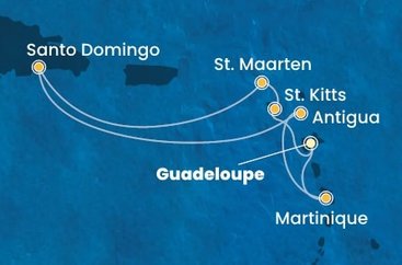 Guadeloupe, Svatý Kryštof a Nevis, Svatý Martin, Dominikánská republika, Antigua a Barbuda, Martinik z Pointe-à-Pitre, Guadeloupe na lodi Costa Favolosa
