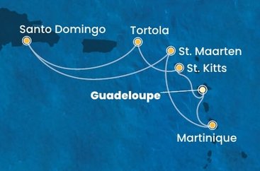 Guadeloupe, Svatý Kryštof a Nevis, Britské Panenské ostrovy, Dominikánská republika, Svatý Martin, Martinik z Pointe-à-Pitre, Guadeloupe na lodi Costa Favolosa