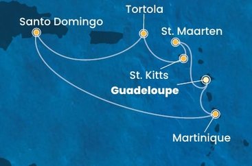 Guadeloupe, Svatý Martin, Svatý Kryštof a Nevis, Britské Panenské ostrovy, Dominikánská republika, Martinik z Pointe-à-Pitre, Guadeloupe na lodi Costa Favolosa