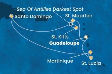 Guadeloupe, Svatý Martin, Jamajka, Svatý Kryštof a Nevis, Dominikánská republika, Martinik, Svatá Lucie z Pointe-à-Pitre, Guadeloupe na lodi Costa Fascinosa