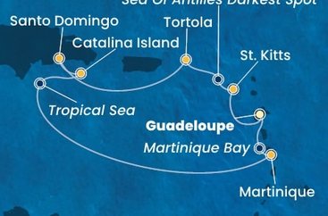 Guadeloupe, Svatý Kryštof a Nevis, Britské Panenské ostrovy, Dominikánská republika, Martinik z Pointe-à-Pitre na lodi Costa Fascinosa