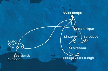 Guadeloupe, Bonaire, Aruba, Curacao, Martinik, Trinidad a Tobago, Grenada, Svatý Vincenc a Grenadiny, Barbados z Pointe-à-Pitre, Guadeloupe na lodi Costa Fortuna