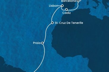 Brazílie, Kapverdy, Španělsko, Portugalsko, Francie z Recifu na lodi Costa Pacifica