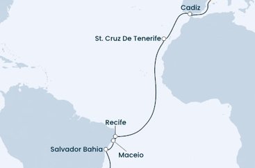 Brazílie, Španělsko z Rio de Janeira na lodi Costa Favolosa