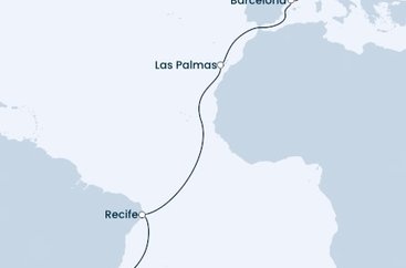 Brazílie, Španělsko, Francie z Rio de Janeira na lodi Costa Fascinosa