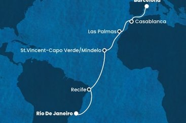 Brazílie, Kapverdy, Španělsko, Maroko z Rio de Janeira na lodi Costa Favolosa