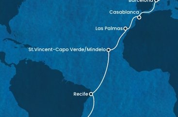 Brazílie, Kapverdy, Španělsko, Maroko, Francie z Rio de Janeira na lodi Costa Favolosa
