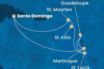 Dominikánská republika, Martinik, Guadeloupe, Svatá Lucie, Svatý Kryštof a Nevis, Svatý Martin ze Santo Dominga na lodi Costa Favolosa