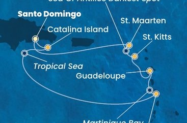 Dominikánská republika, Martinik, Guadeloupe, Svatý Kryštof a Nevis, Svatý Martin ze Santo Dominga na lodi Costa Fascinosa
