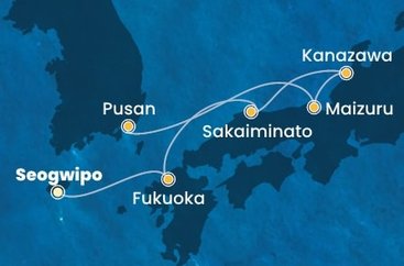 Jižní Korea, Japonsko z Čedžu na lodi Costa Serena