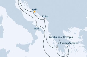 Chorvatsko, Černá Hora, Řecko, Itálie ze Splitu na lodi Costa Deliziosa