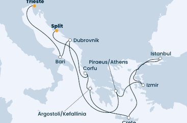 Chorvatsko, Řecko, Turecko, Itálie ze Splitu na lodi Costa Deliziosa