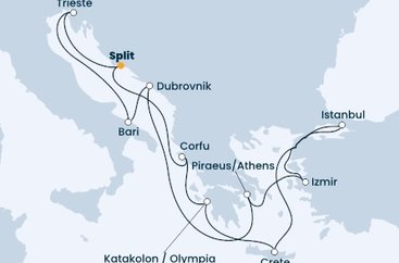 Chorvatsko, Řecko, Turecko, Itálie ze Splitu na lodi Costa Deliziosa