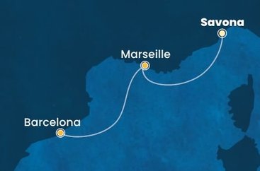 Itálie, Francie, Španělsko ze Savony na lodi Costa Toscana