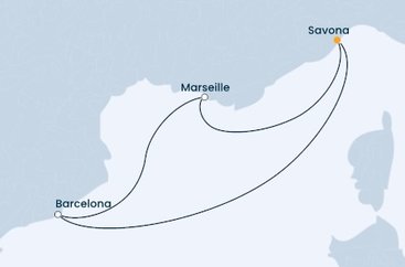 Itálie, Španělsko, Francie ze Savony na lodi Costa Favolosa