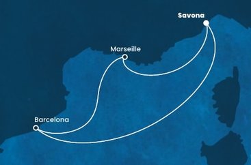 Itálie, Španělsko, Francie ze Savony na lodi Costa Diadema