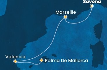 Itálie, Francie, Španělsko ze Savony na lodi Costa Pacifica
