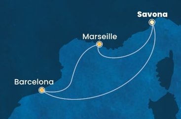 Itálie, Francie, Španělsko ze Savony na lodi Costa Pacifica