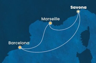 Itálie, Španělsko, Francie ze Savony na lodi Costa Diadema