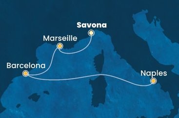 Itálie, Francie, Španělsko ze Savony na lodi Costa Toscana