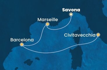 Itálie, Francie, Španělsko ze Savony na lodi Costa Toscana