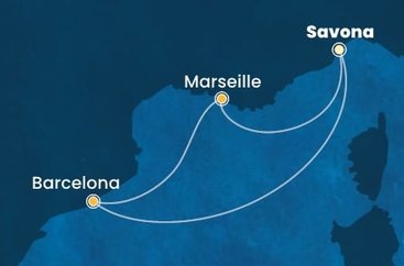Itálie, Francie, Španělsko ze Savony na lodi Costa Toscana