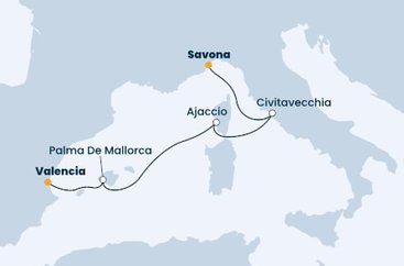Itálie, Francie, Španělsko ze Savony na lodi Costa Diadema