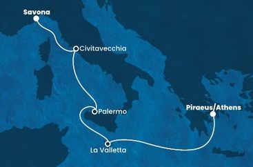 Itálie, Malta, Řecko ze Savony na lodi Costa Fortuna